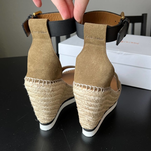 NEW See By Chloe Espadrille Wedges Sandals in Khaki - Picture 5 of 10